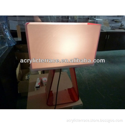 customized lucite red desk lamp holder display